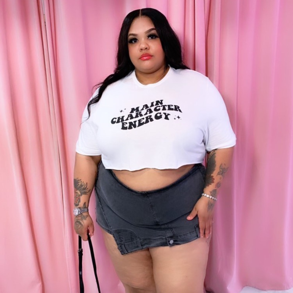 White Graphic Crop Top